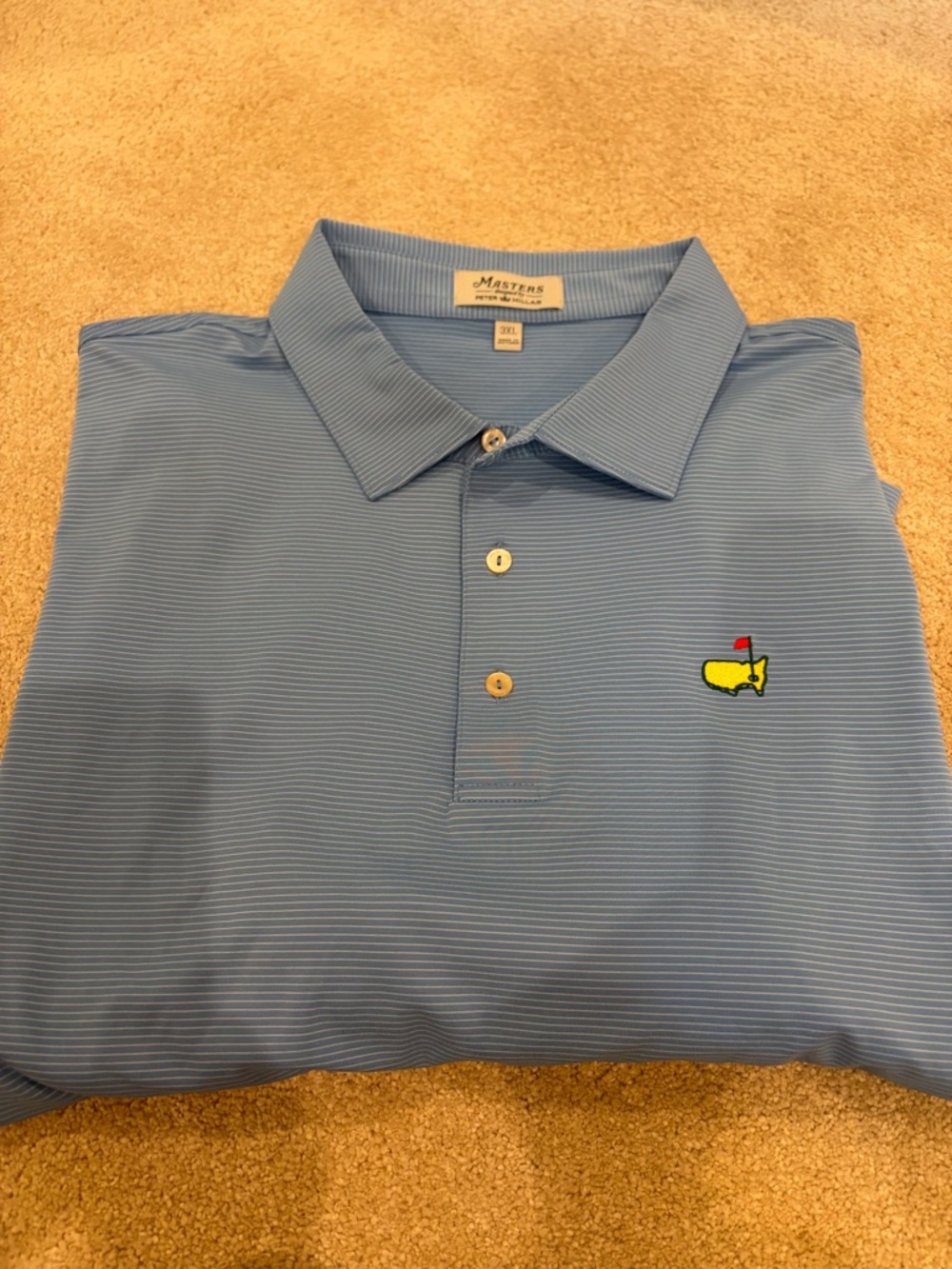 Masters Men’s Light Blue Performance Polo with Yellow Green Logo